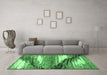 Machine Washable Abstract Emerald Green Modern Area Rugs in a Living Room,, wshabs2529emgrn