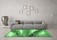 Machine Washable Abstract Emerald Green Modern Rug, wshabs2529emgrn