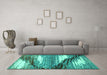 Machine Washable Abstract Turquoise Modern Area Rugs in a Living Room,, wshabs2529turq