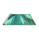 Sideview of Machine Washable Abstract Turquoise Modern Area Rugs, wshabs2529turq