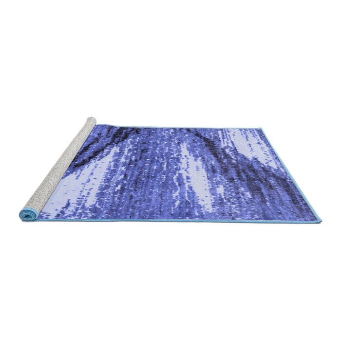 Sideview of Machine Washable Abstract Blue Modern Rug, wshabs2529blu