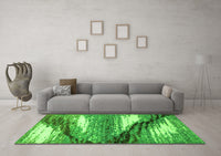 Machine Washable Abstract Green Modern Rug, wshabs2529grn