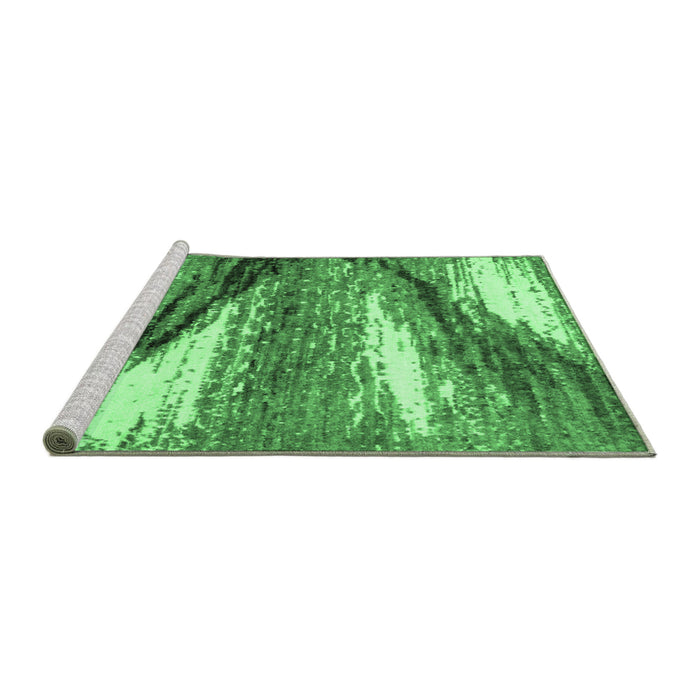 Sideview of Machine Washable Abstract Emerald Green Modern Area Rugs, wshabs2529emgrn