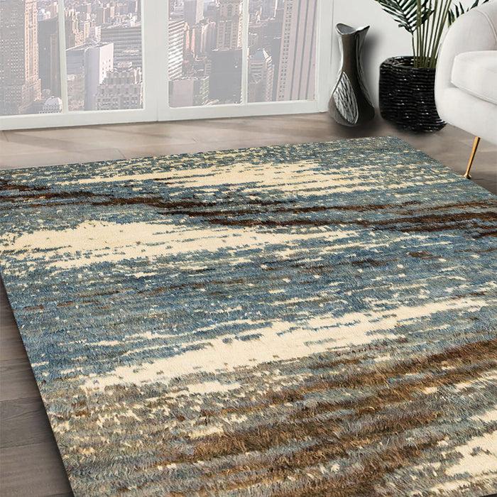 Abstract Sage Green Modern Rug in Family Room, abs2529