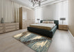 Abstract Sage Green Modern Rug in a Bedroom, abs2529