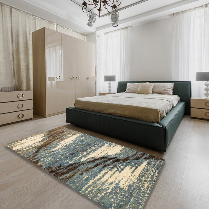 Abstract Sage Green Modern Rug in a Bedroom, abs2529