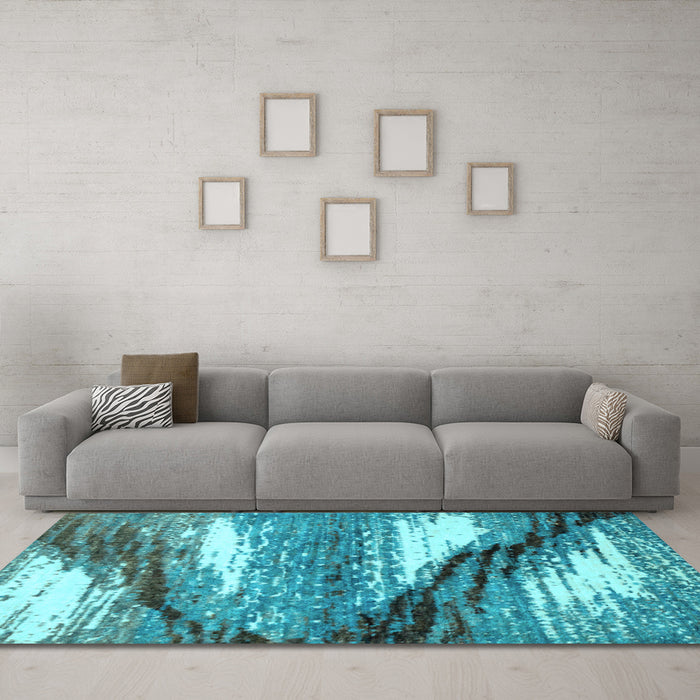 Machine Washable Abstract Light Blue Modern Rug in a Living Room, wshabs2529lblu