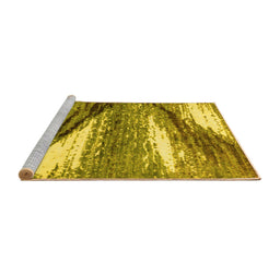 Sideview of Machine Washable Abstract Yellow Modern Rug, wshabs2529yw