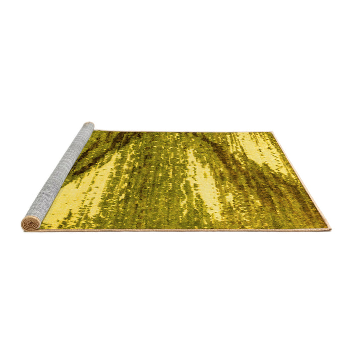 Sideview of Machine Washable Abstract Yellow Modern Rug, wshabs2529yw