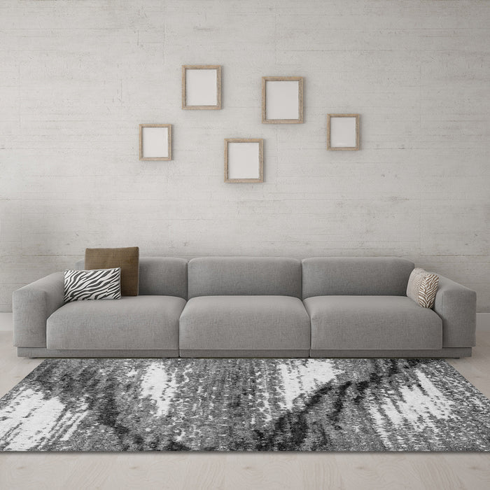 Machine Washable Abstract Gray Modern Rug in a Living Room,, wshabs2529gry