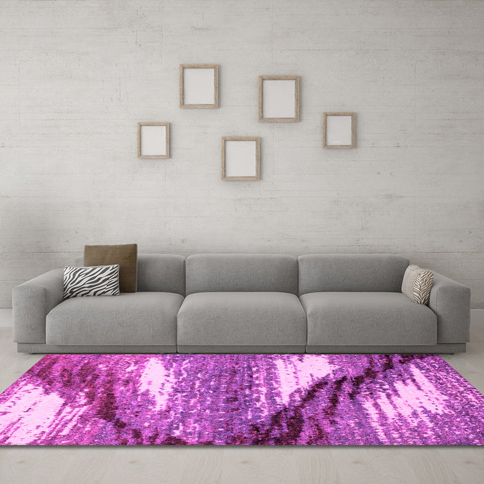 Machine Washable Abstract Pink Modern Rug in a Living Room, wshabs2529pnk