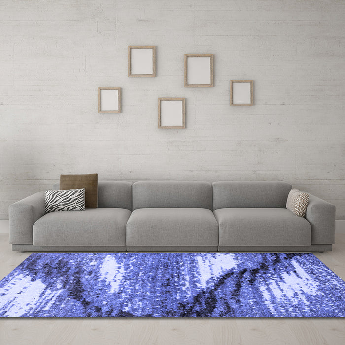 Machine Washable Abstract Blue Modern Rug in a Living Room, wshabs2529blu