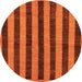 Round Machine Washable Abstract Orange Modern Area Rugs, wshabs252org