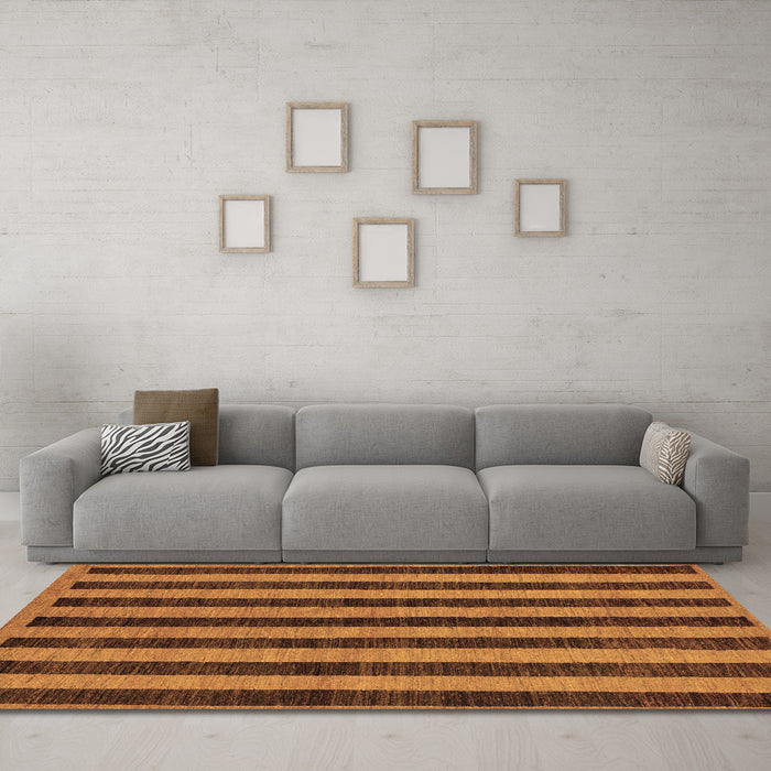 Machine Washable Abstract Brown Modern Rug in a Living Room,, wshabs252brn