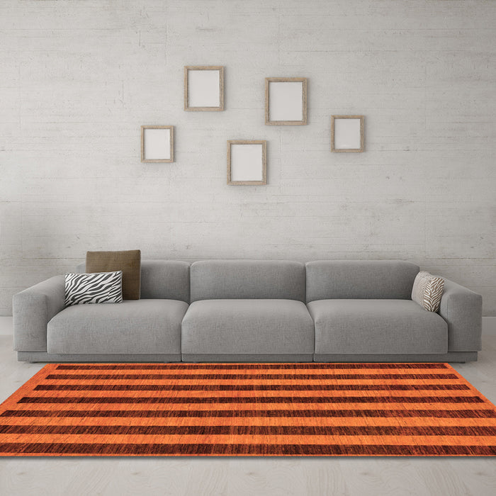 Machine Washable Abstract Orange Modern Area Rugs in a Living Room, wshabs252org