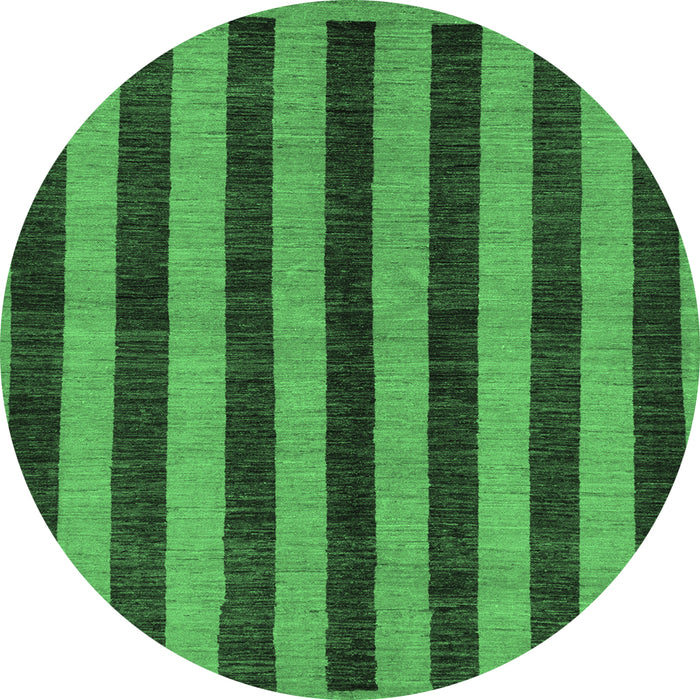 Round Machine Washable Abstract Emerald Green Modern Area Rugs, wshabs252emgrn