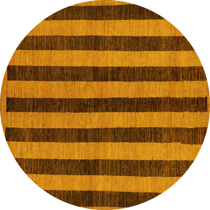Round Machine Washable Abstract Yellow Modern Rug, wshabs252yw