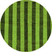 Round Machine Washable Abstract Green Modern Area Rugs, wshabs252grn