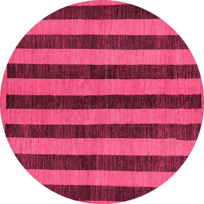 Round Machine Washable Abstract Pink Modern Rug, wshabs252pnk