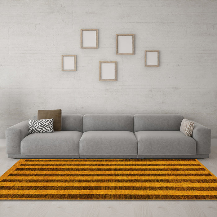Machine Washable Abstract Yellow Modern Rug in a Living Room, wshabs252yw