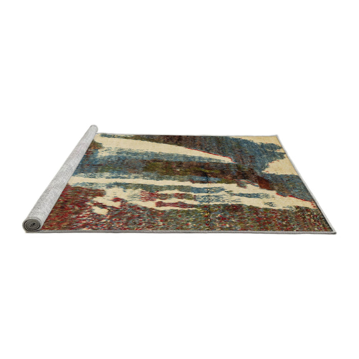 Sideview of Machine Washable Abstract Red Brown Rug, wshabs2530