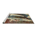 Sideview of Machine Washable Abstract Red Brown Rug, wshabs2530