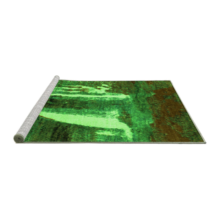 Sideview of Machine Washable Abstract Green Modern Area Rugs, wshabs2530grn