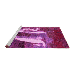 Sideview of Machine Washable Abstract Pink Modern Rug, wshabs2530pnk