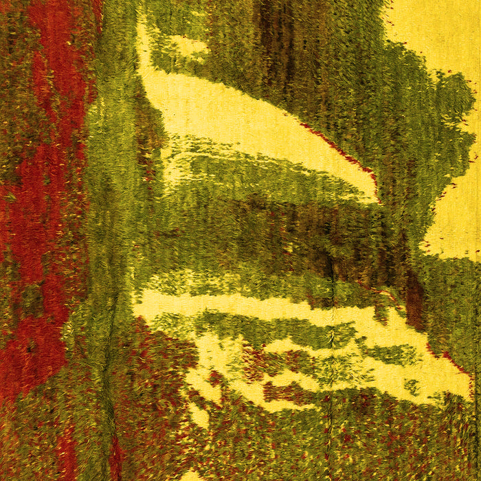 Square Abstract Yellow Modern Rug, abs2530yw