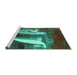 Sideview of Machine Washable Abstract Turquoise Modern Area Rugs, wshabs2530turq