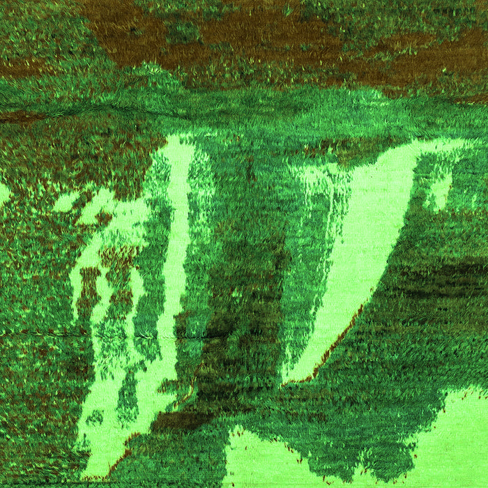 Square Machine Washable Abstract Green Modern Area Rugs, wshabs2530grn