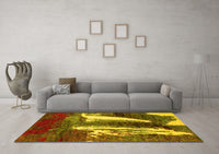 Machine Washable Abstract Yellow Modern Rug, wshabs2530yw