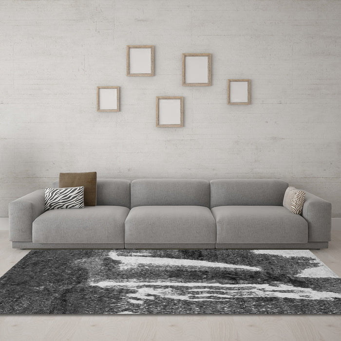 Machine Washable Abstract Gray Modern Rug in a Living Room,, wshabs2530gry