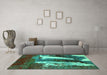 Machine Washable Abstract Turquoise Modern Area Rugs in a Living Room,, wshabs2530turq