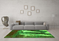 Machine Washable Abstract Green Modern Rug, wshabs2530grn