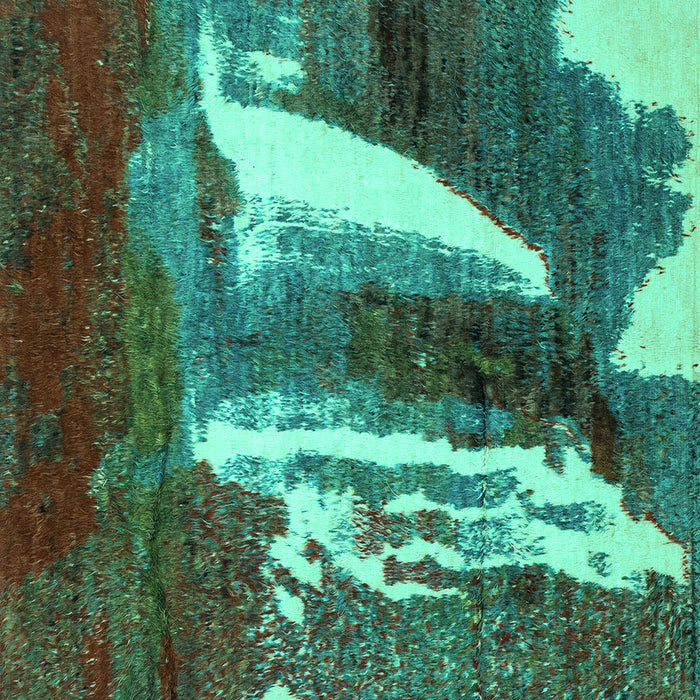 Square Machine Washable Abstract Turquoise Modern Area Rugs, wshabs2530turq