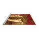 Sideview of Machine Washable Abstract Orange Modern Area Rugs, wshabs2530org