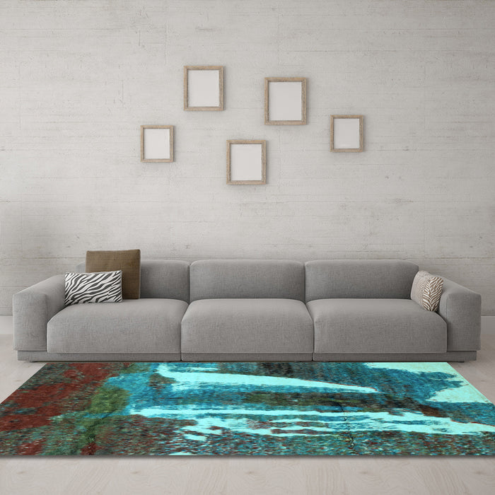 Machine Washable Abstract Light Blue Modern Rug in a Living Room, wshabs2530lblu