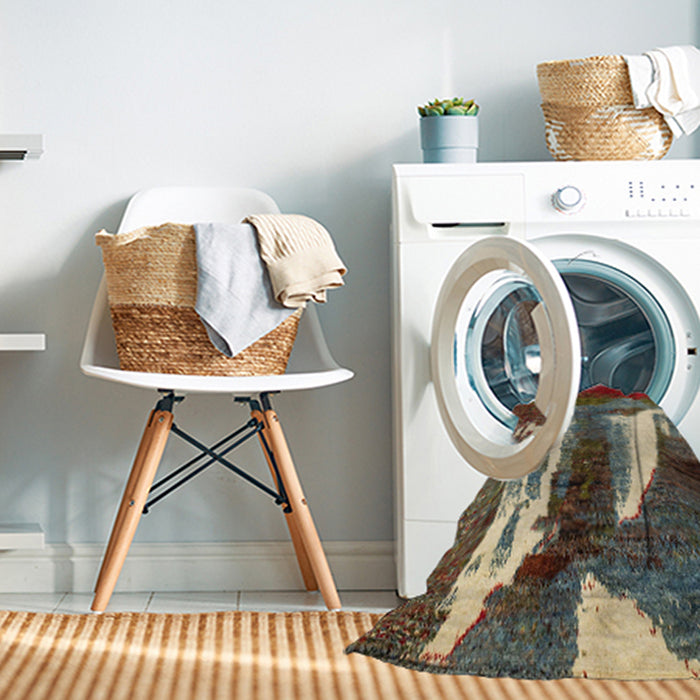 Machine Washable Abstract Red Brown Rug in a Washing Machine, wshabs2530