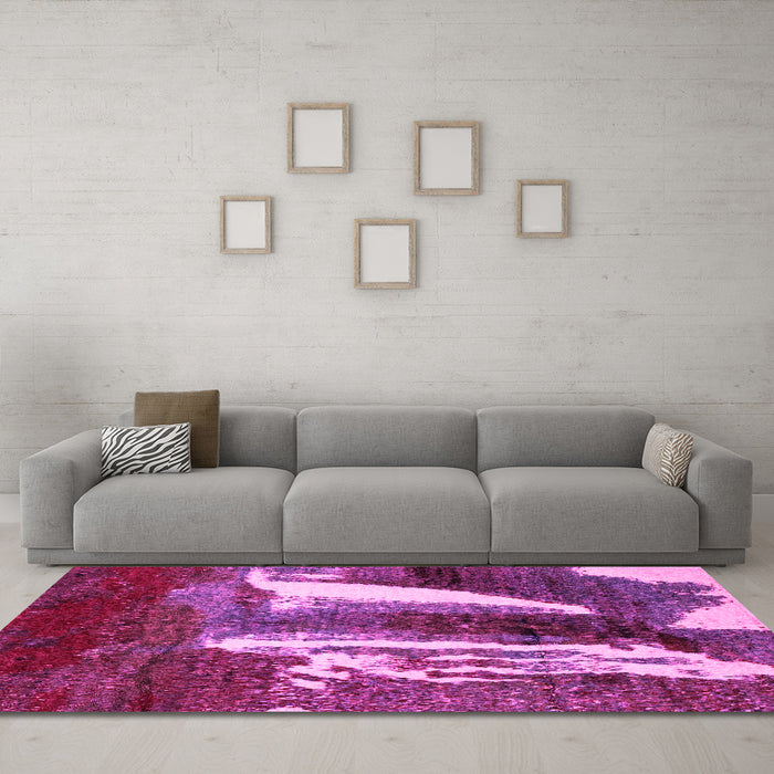Machine Washable Abstract Pink Modern Rug in a Living Room, wshabs2530pnk
