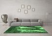 Machine Washable Abstract Emerald Green Modern Area Rugs in a Living Room,, wshabs2530emgrn