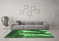 Machine Washable Abstract Emerald Green Modern Rug, wshabs2530emgrn