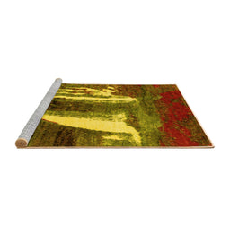 Sideview of Machine Washable Abstract Yellow Modern Rug, wshabs2530yw