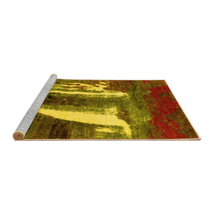 Sideview of Machine Washable Abstract Yellow Modern Rug, wshabs2530yw