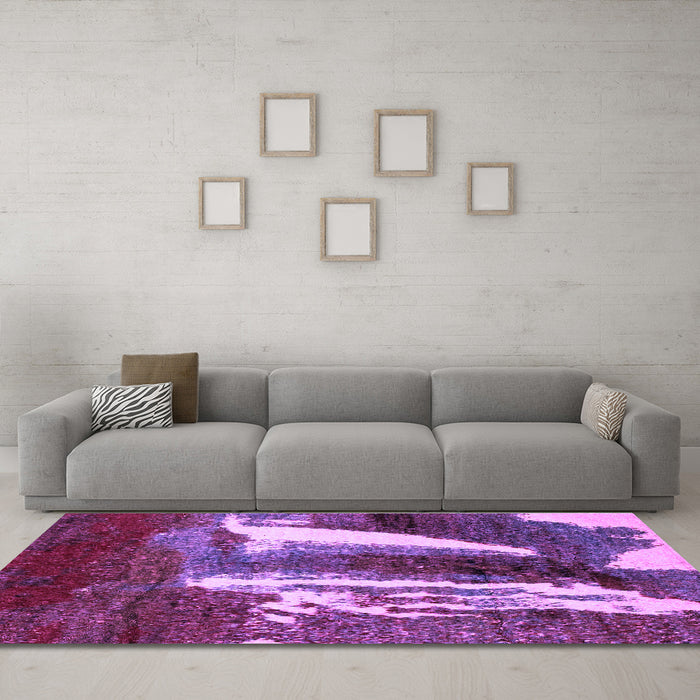 Machine Washable Abstract Purple Modern Area Rugs in a Living Room, wshabs2530pur