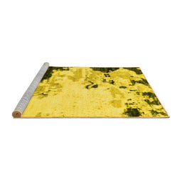 Sideview of Machine Washable Abstract Yellow Modern Rug, wshabs2531yw