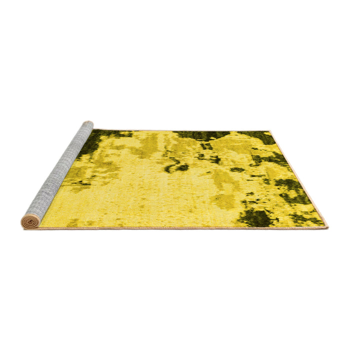 Sideview of Machine Washable Abstract Yellow Modern Rug, wshabs2531yw