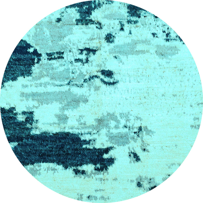 Round Abstract Light Blue Modern Rug, abs2531lblu