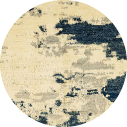 Round Abstract Sun Yellow Modern Rug, abs2531