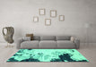 Machine Washable Abstract Turquoise Modern Area Rugs in a Living Room,, wshabs2531turq